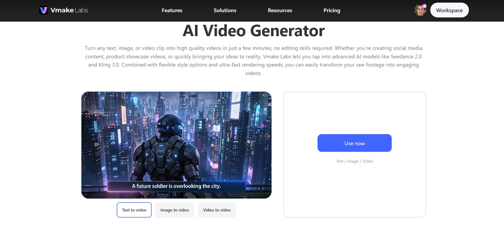 Vmake Labs AI video generator