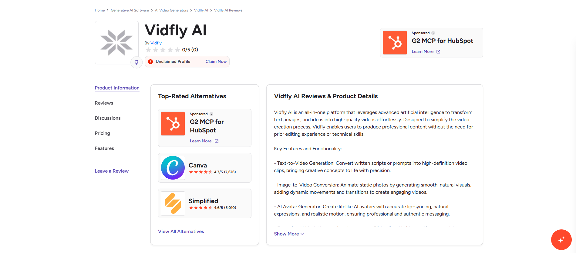 text Vidfly on G2