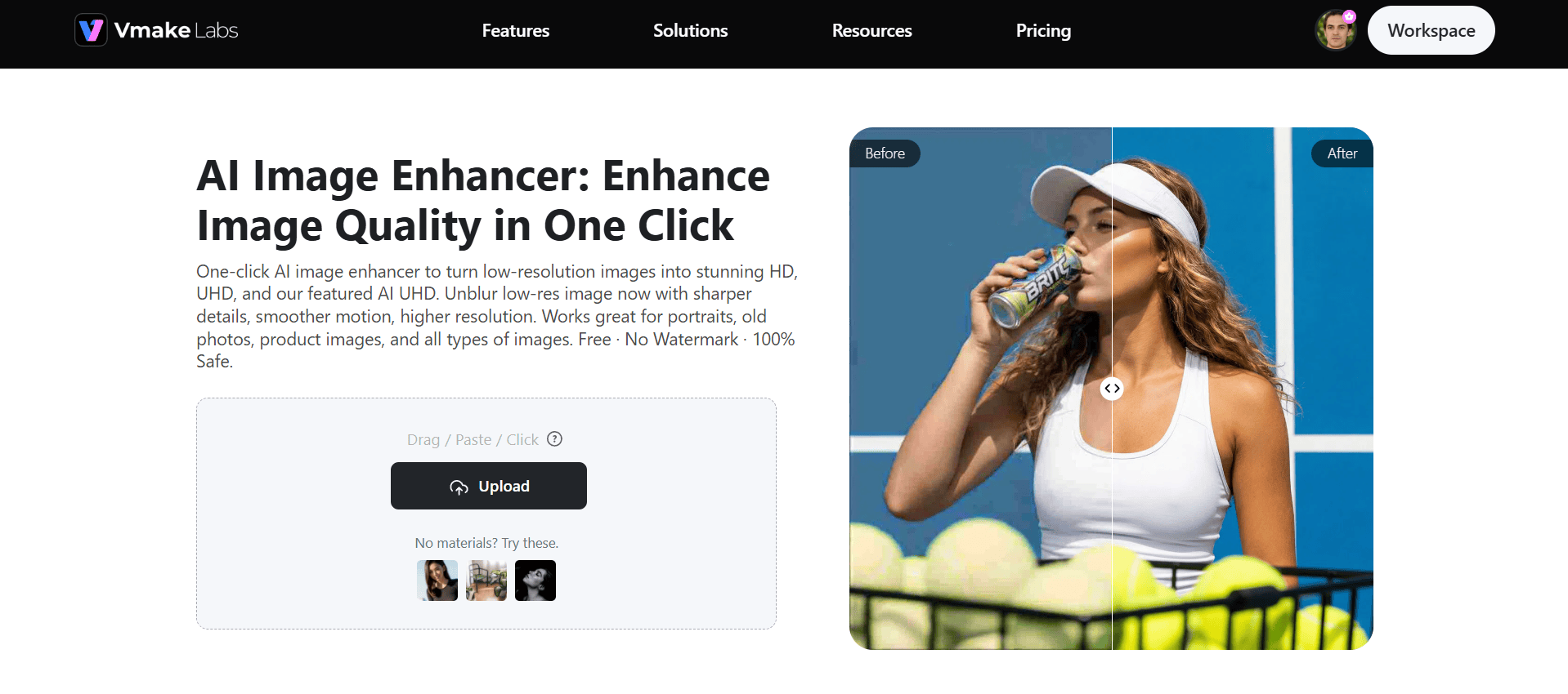 text Vmake Labs image enhancer