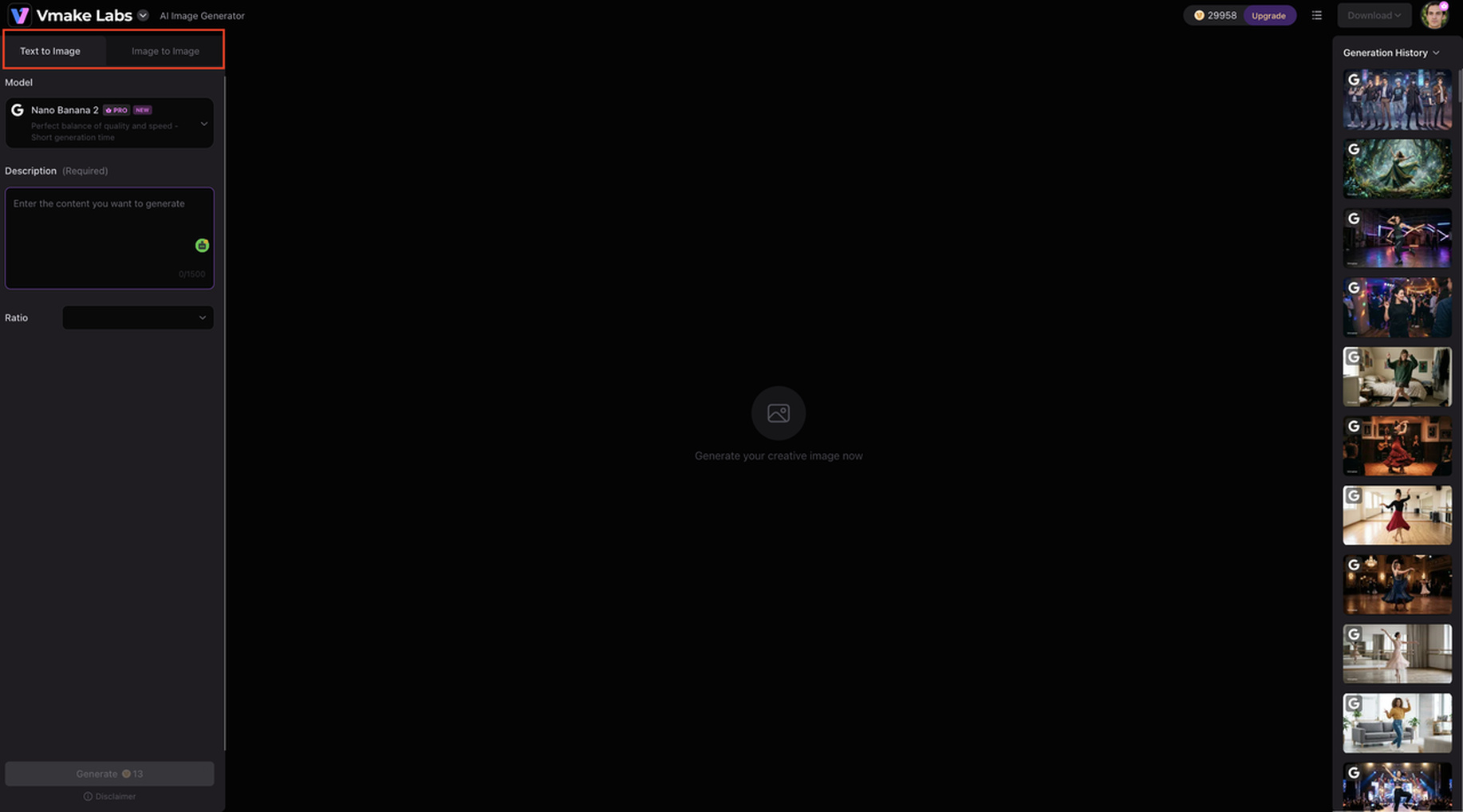 Choose Text to Image or Image to Image