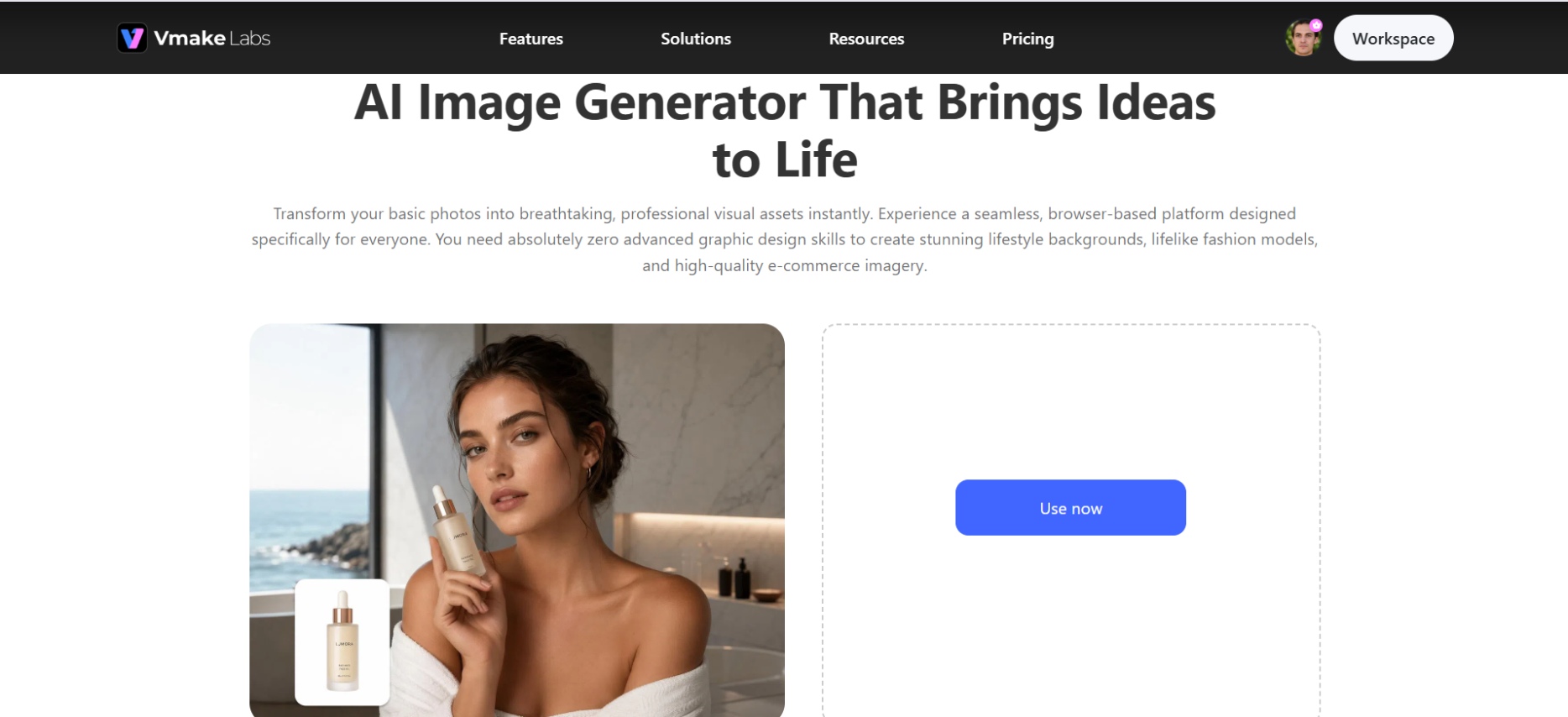 text Vmake Labs AI image generator