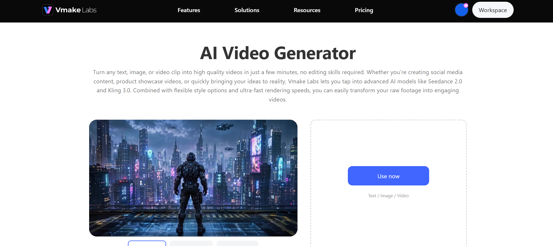text Vmake Labs AI video generator