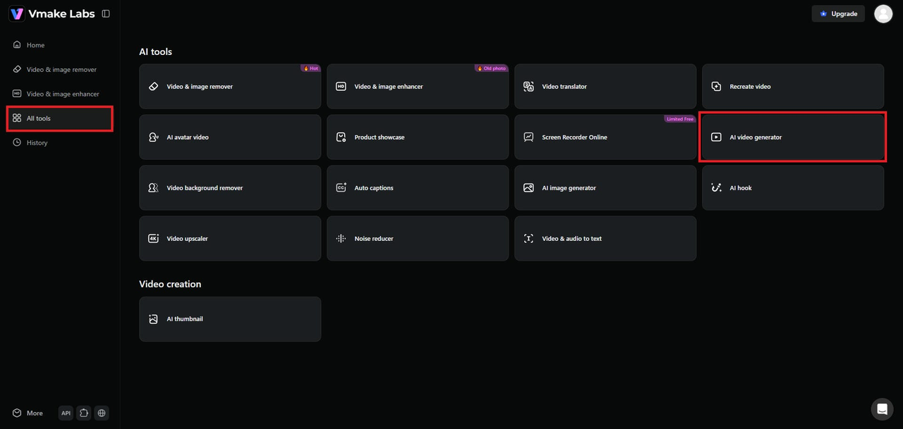 Access the Vmake AI to create a video