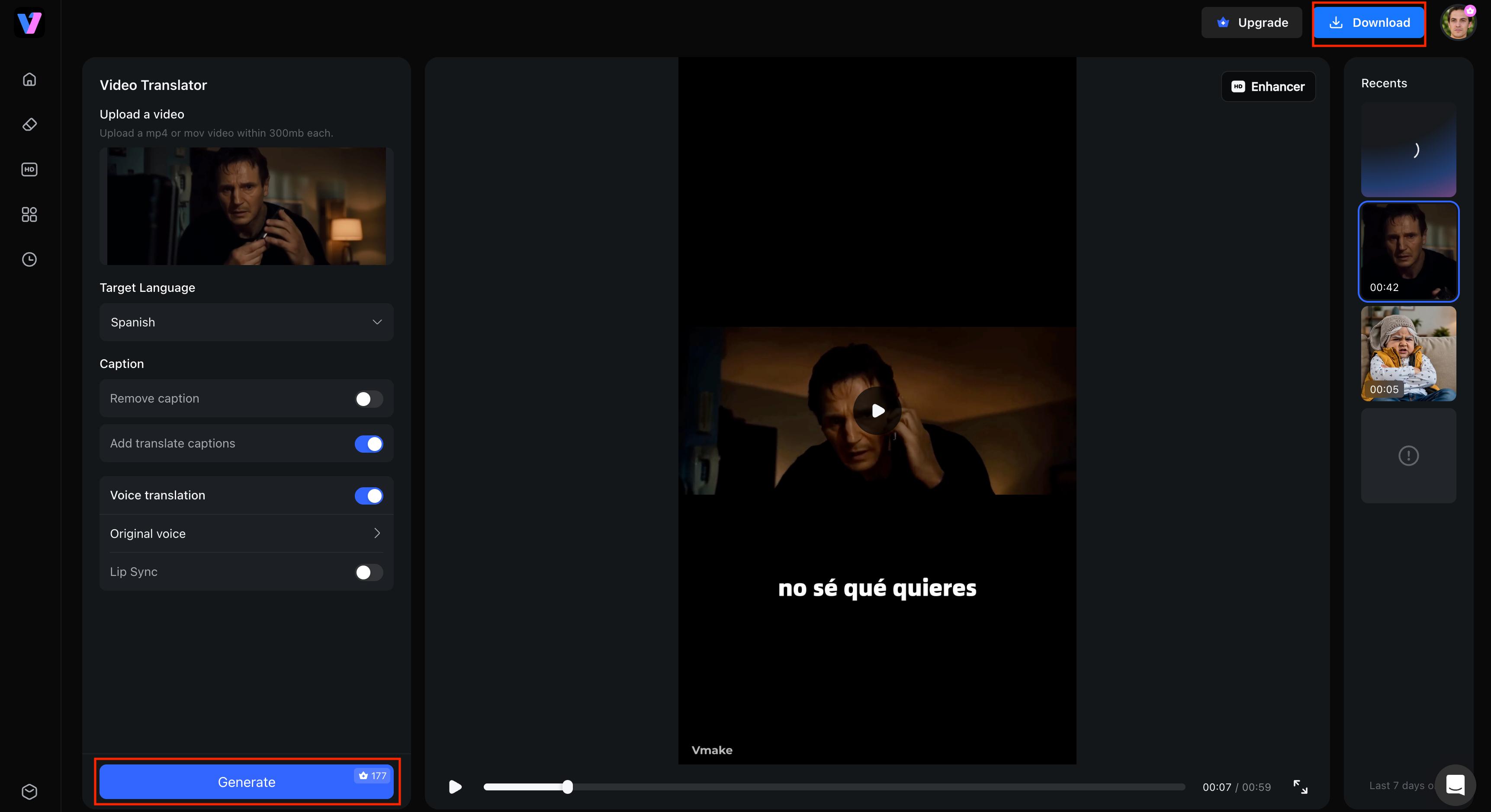 Generate, review, and export your translated video