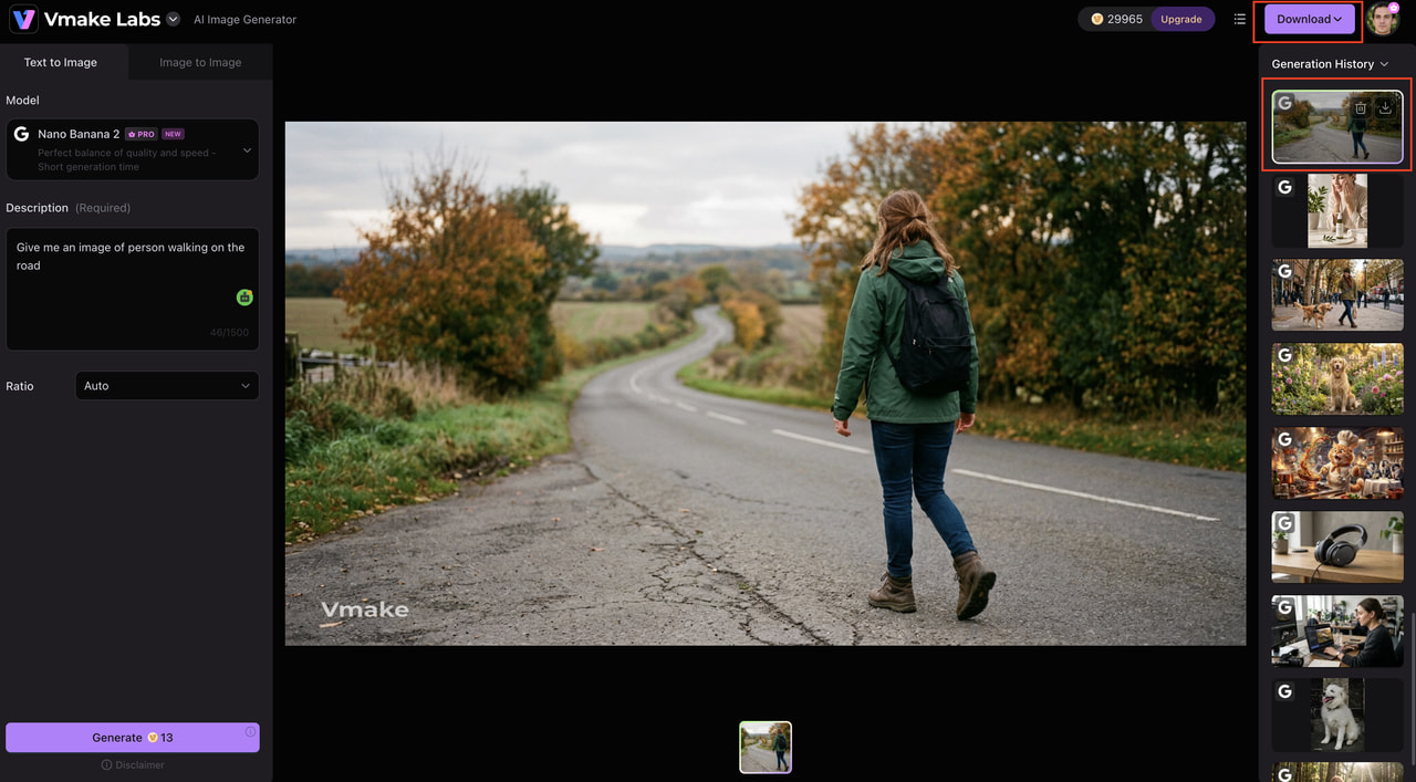 text Review, and Download your AI image.