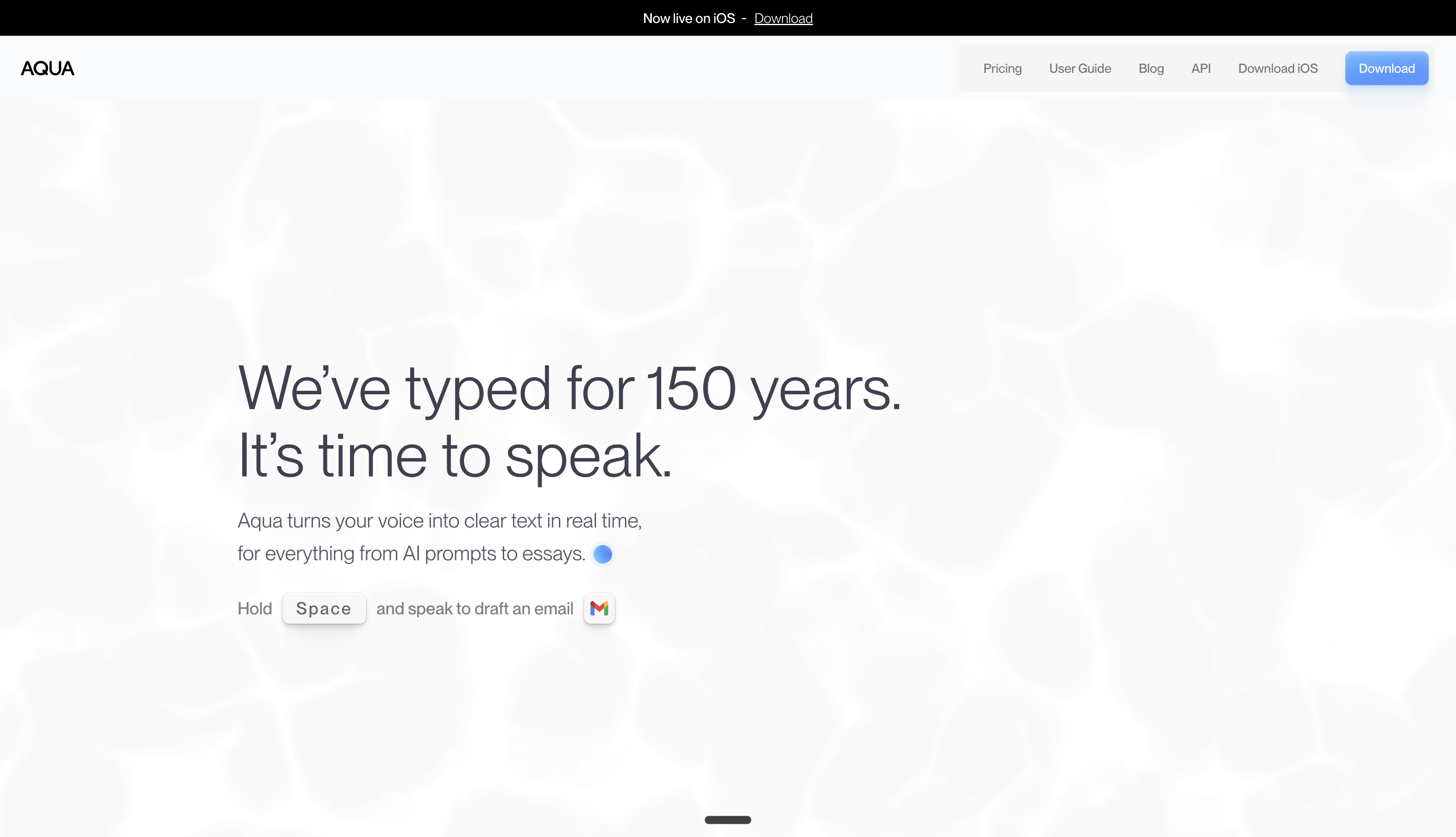 text Aqua speech to text interface