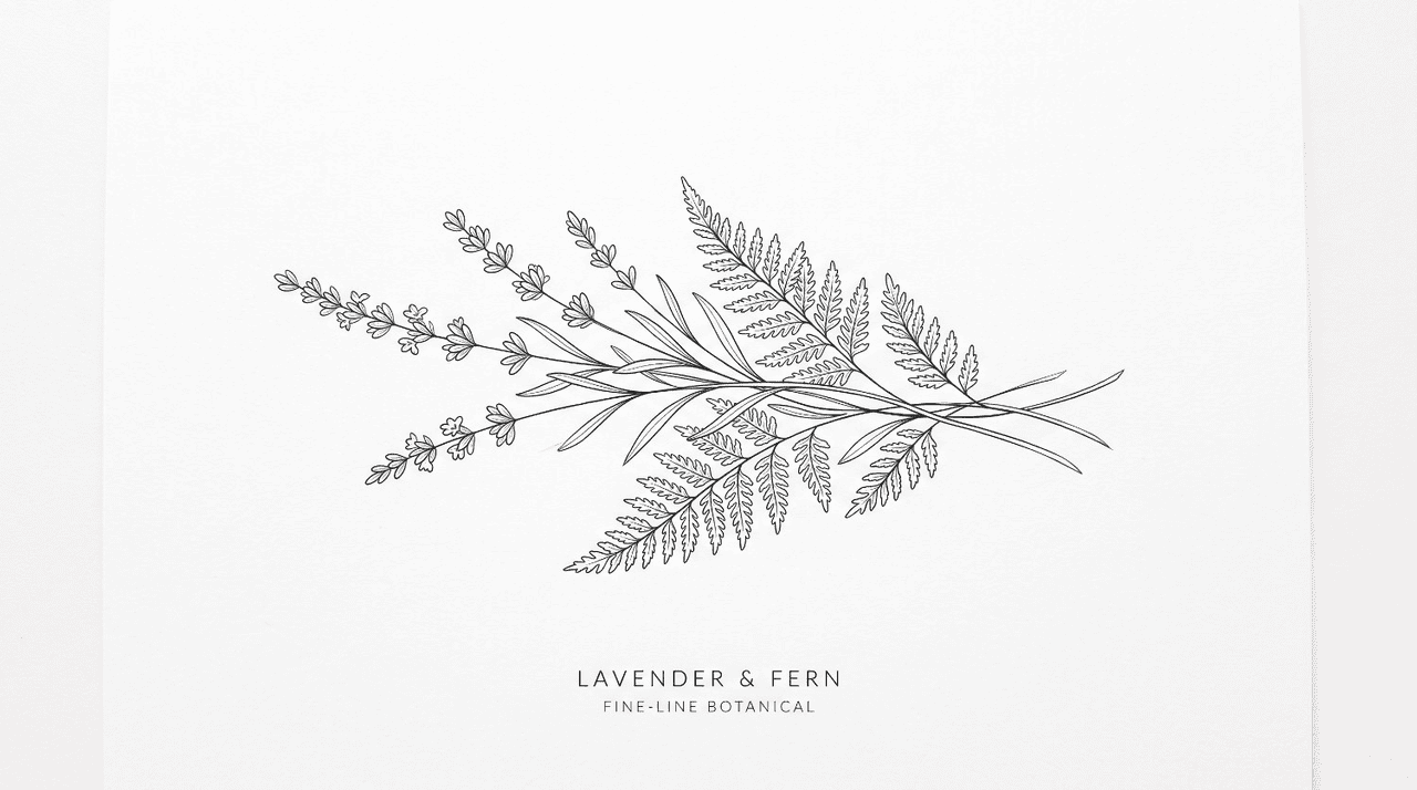 text loral and Botanical Fine Line Prompt
