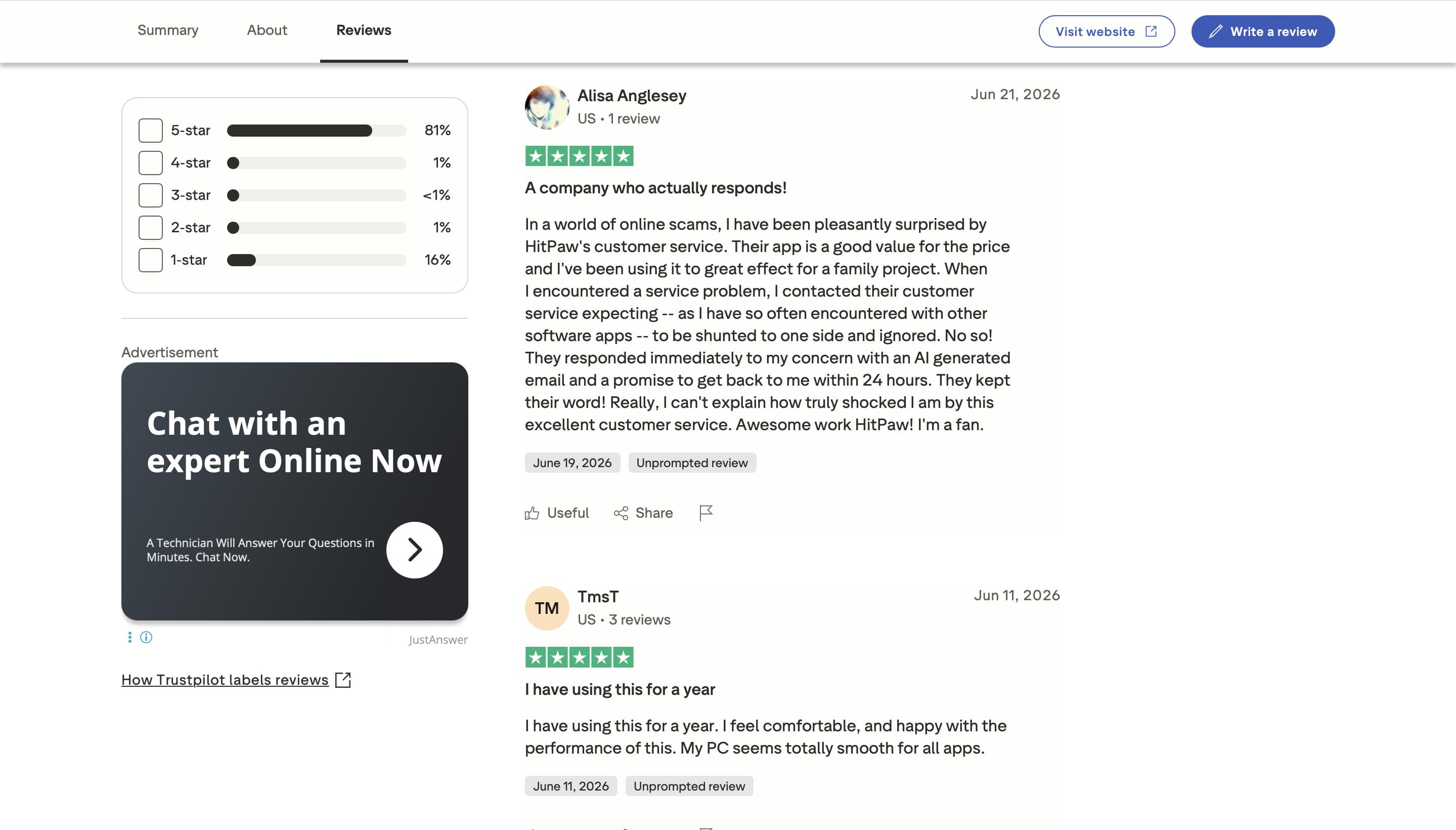 text TrustPilot
