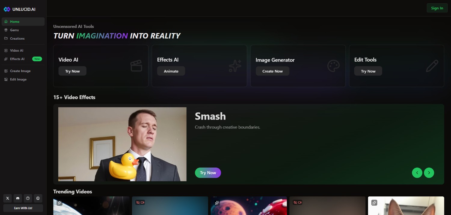 text Unlucid AI official website