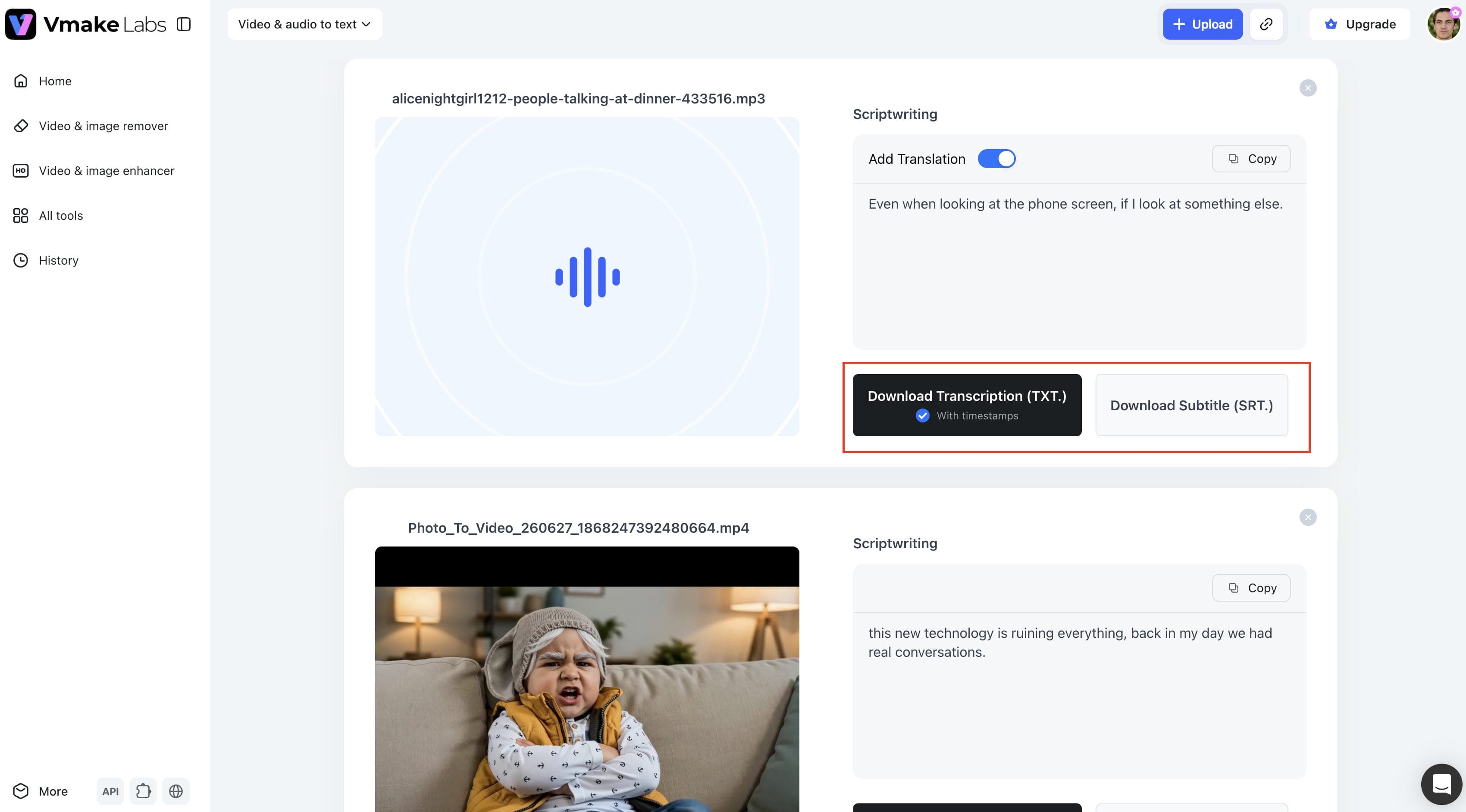 Generate, review, and export the transcript