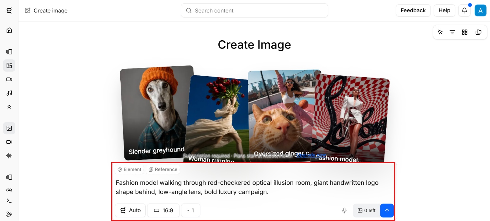 text Enter prompt or choose model