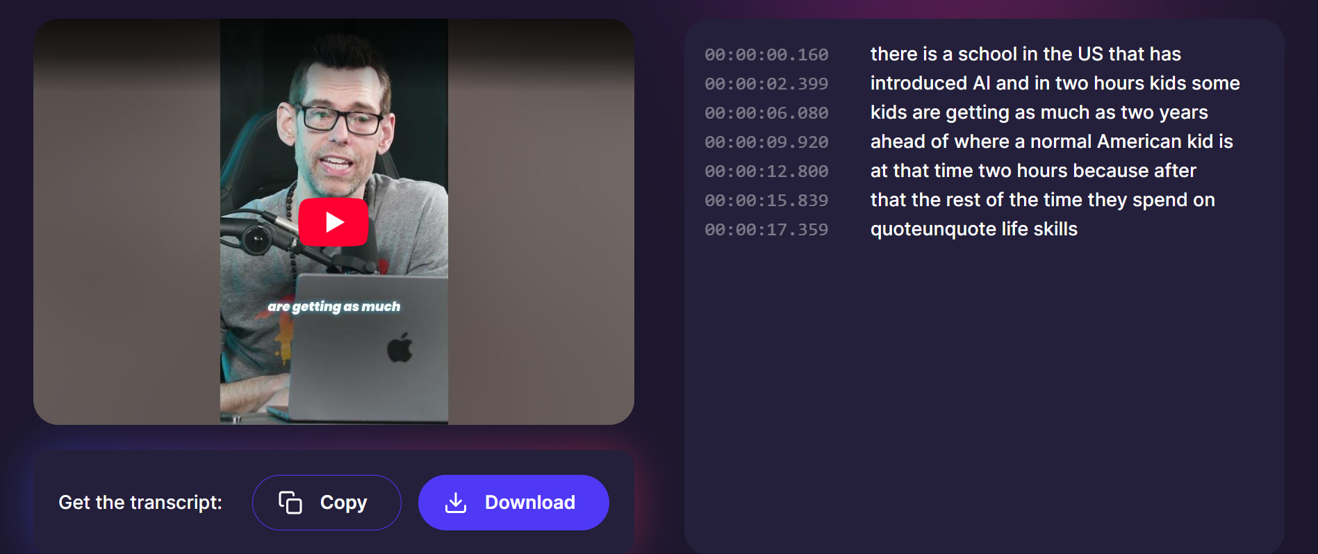 text Educational video by Tactiq transcriptor