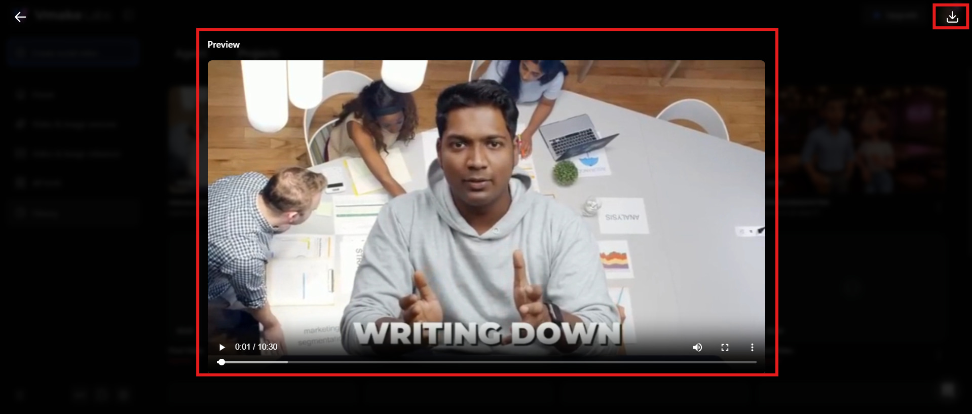 text Preview and download your final video
