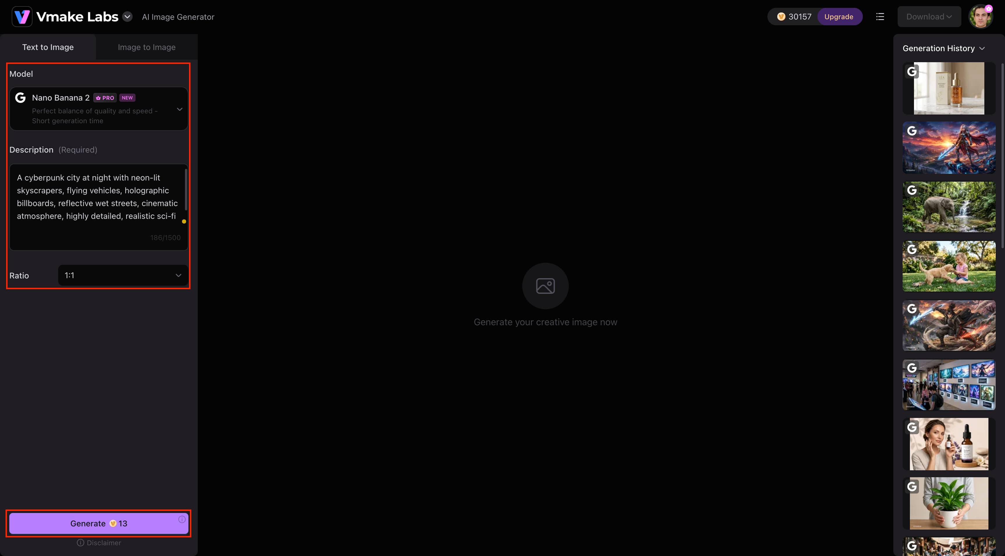 text Select an AI model