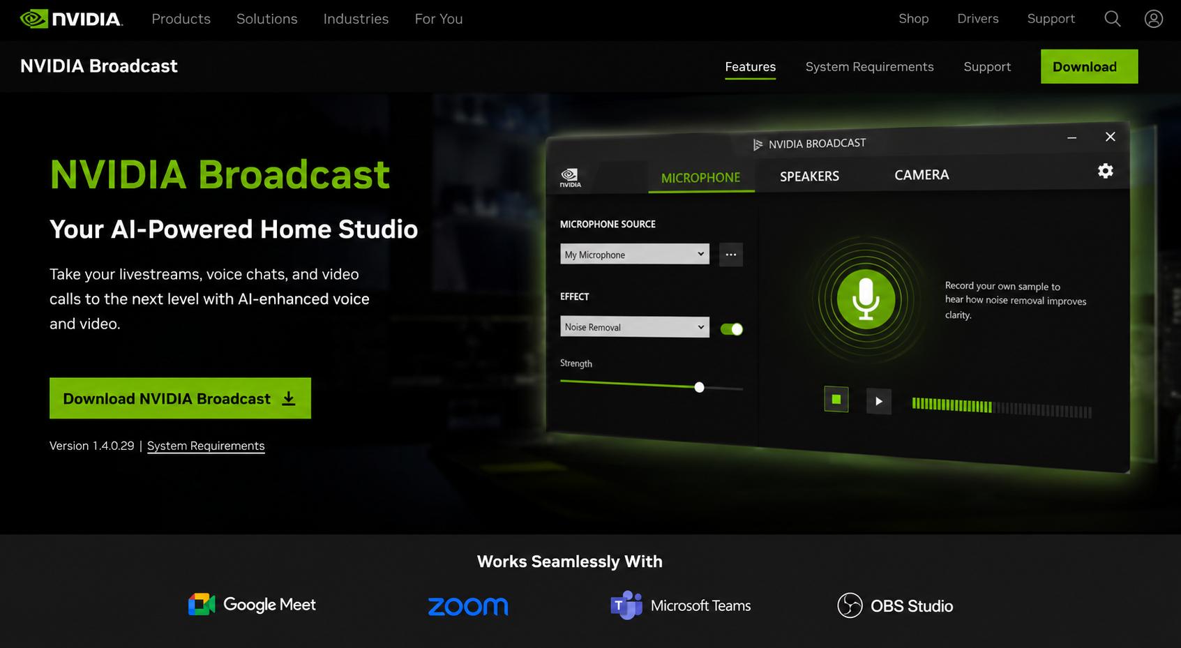 text NVIDIA Broadcast