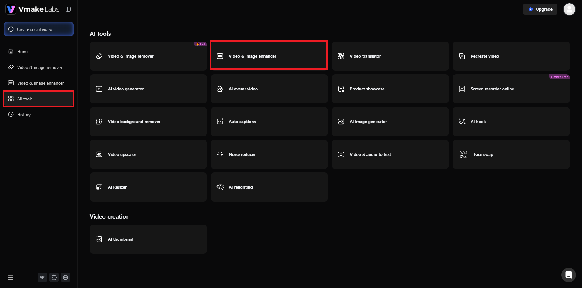 Select the image enhancer option