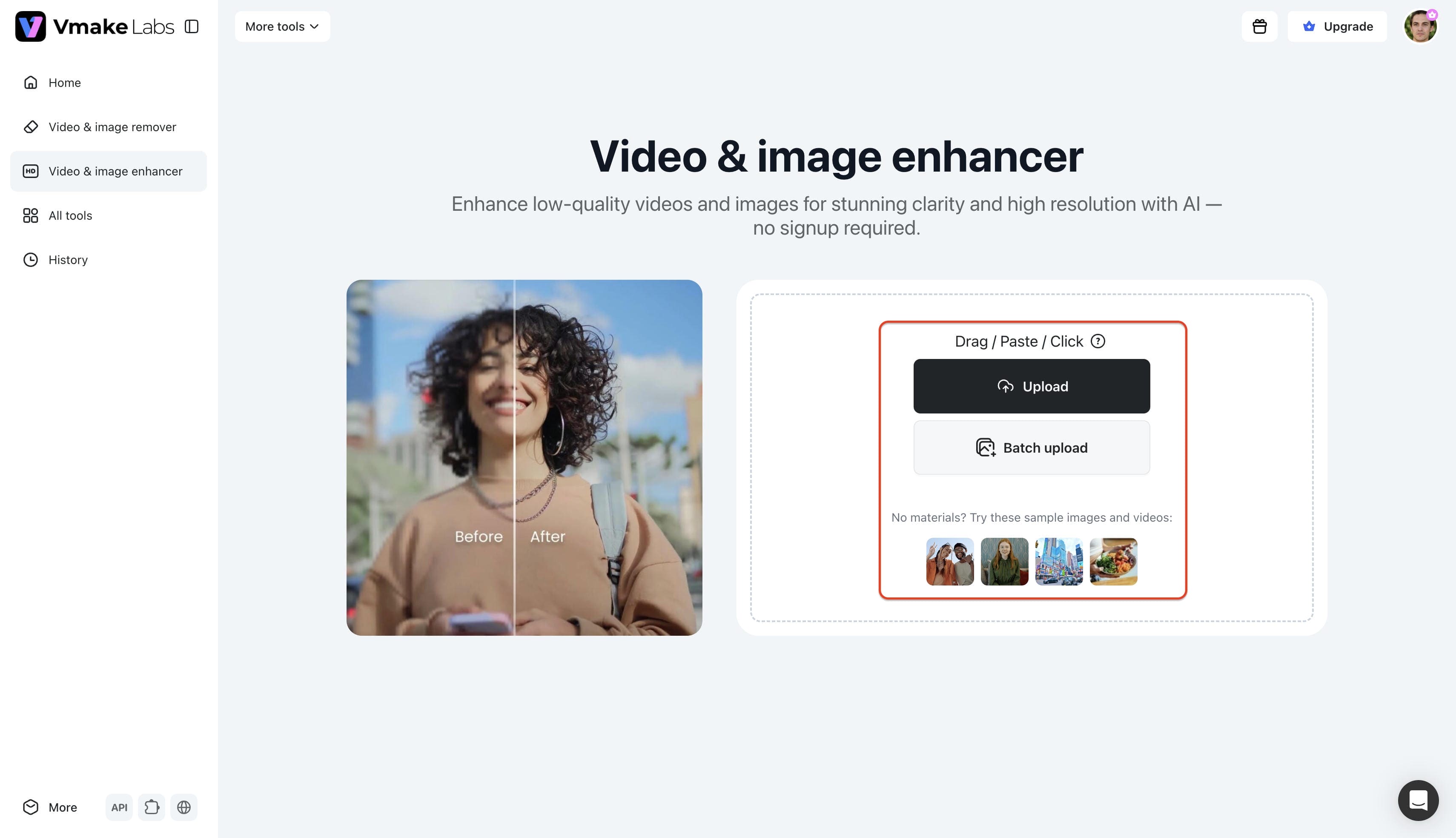Step 2: Upload the image to enhance