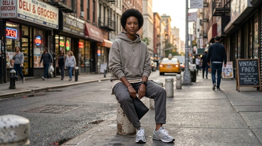 text streetwear fashion portrait