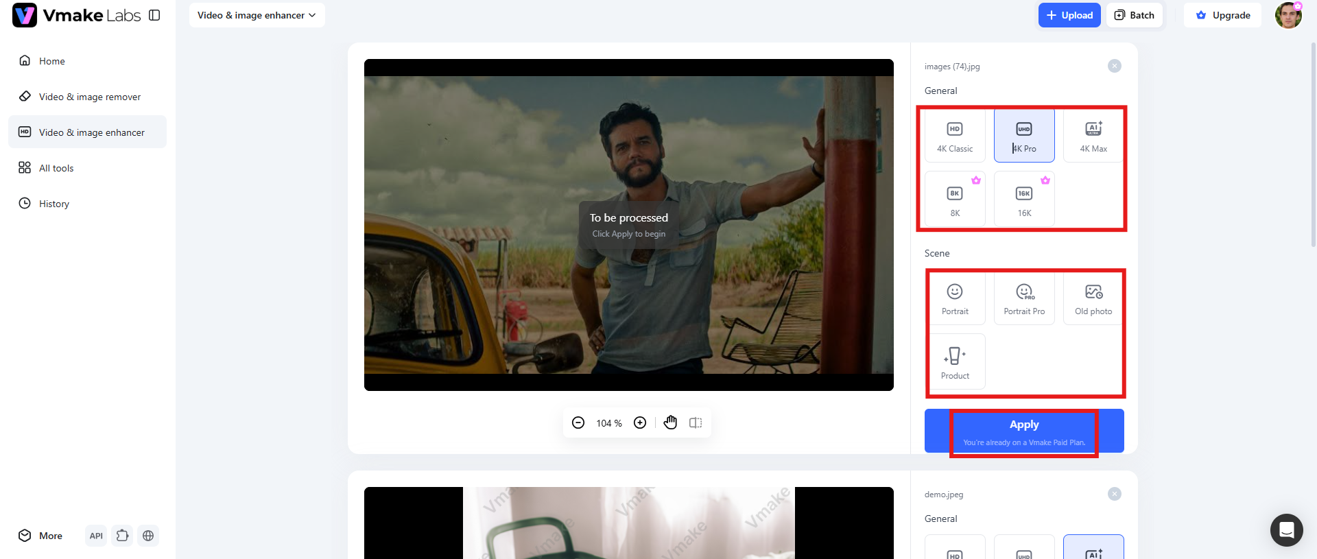 text choose image enhancement mode
