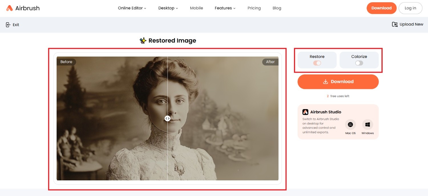 text Restore image