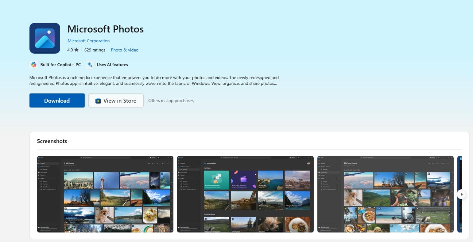 text Microsoft Photos