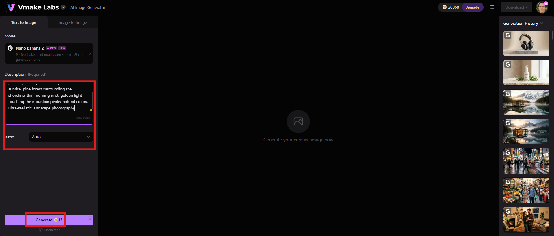 enter the prompt and generate