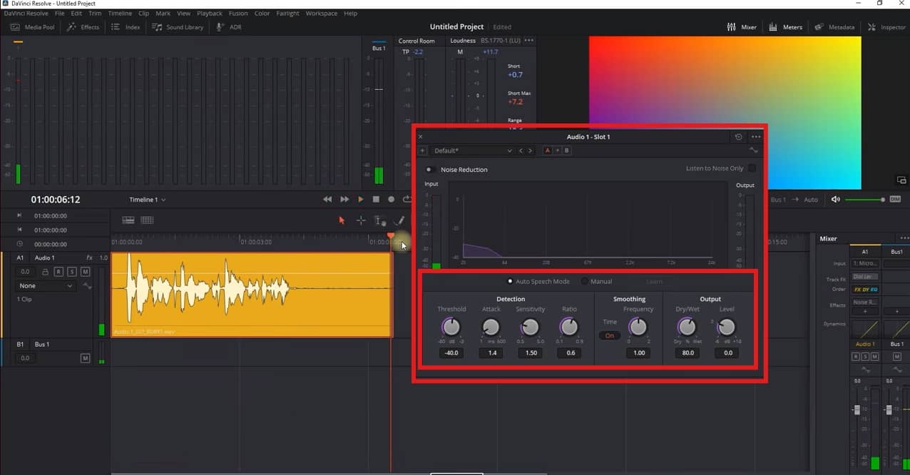 Adjust noise reduction settings