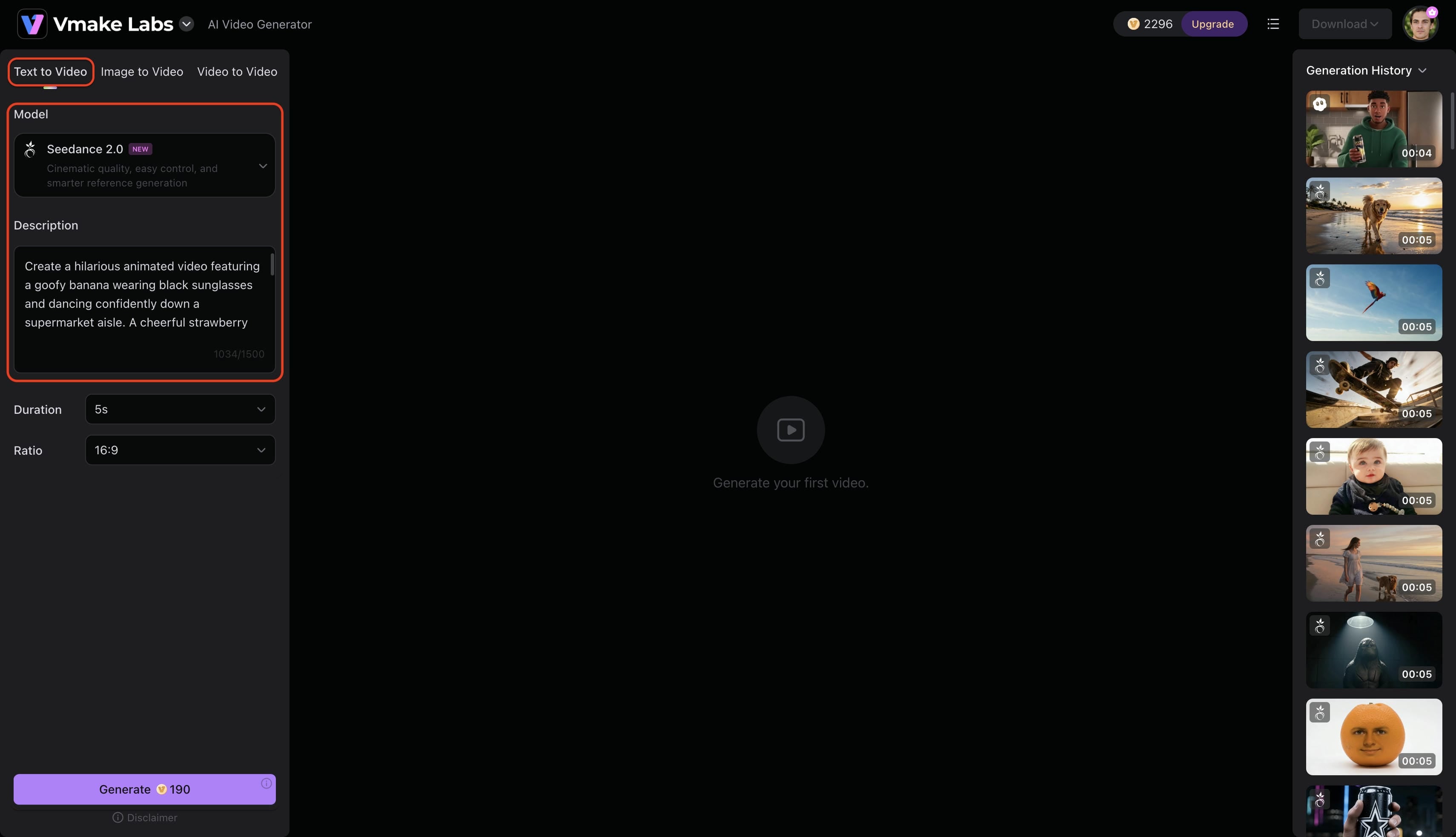 Pick the video generation mode