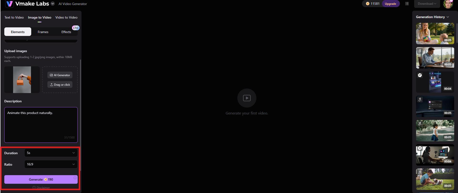 Adjust settings and generate
