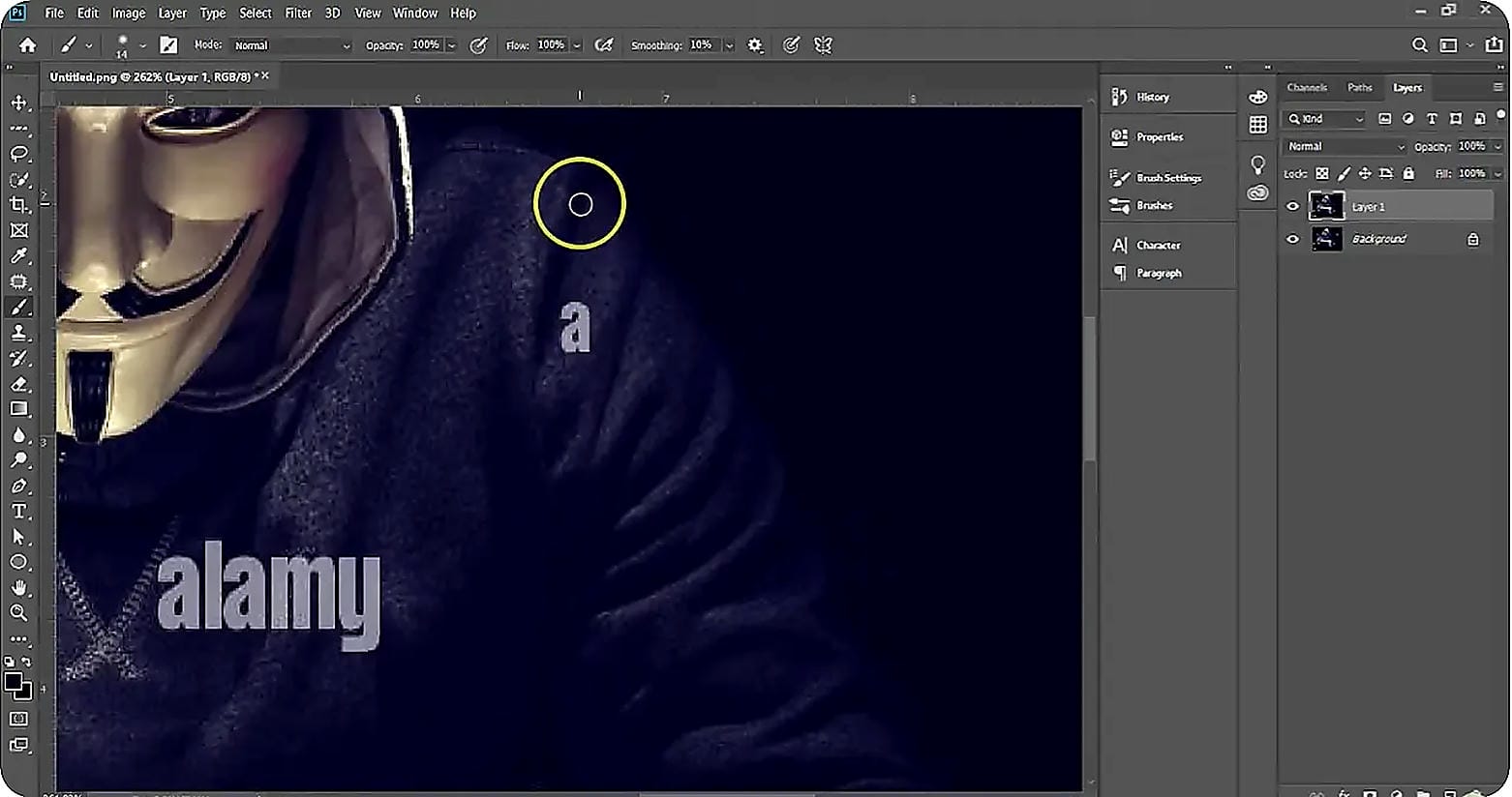 text Blend the repaired area