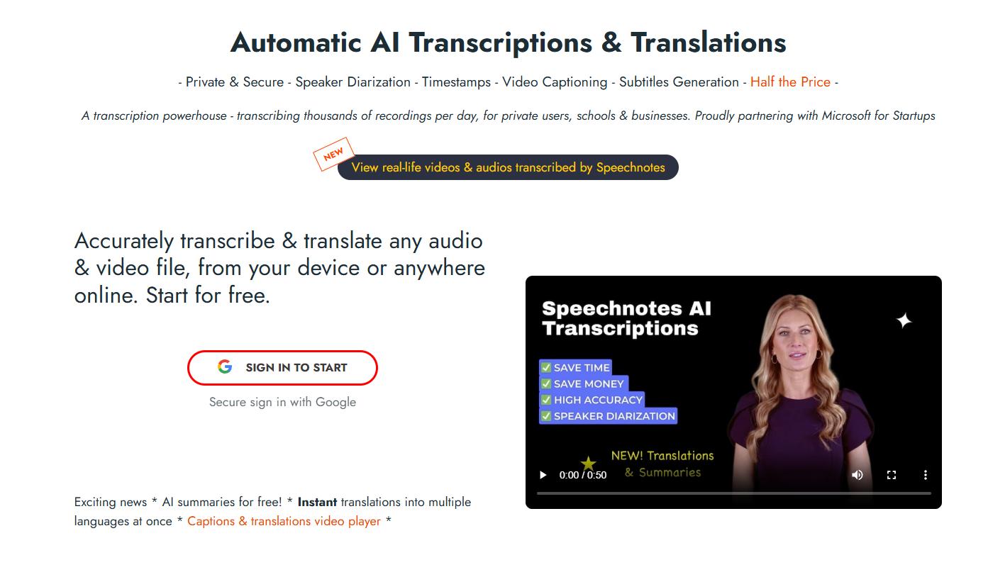 AI audio & video transcription