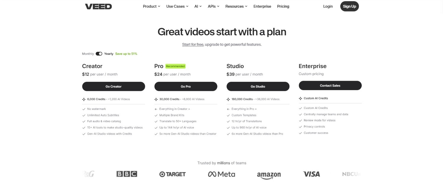 VEED.io pricing