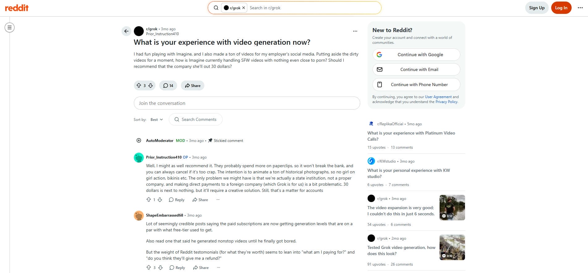 Grok review on Reddit