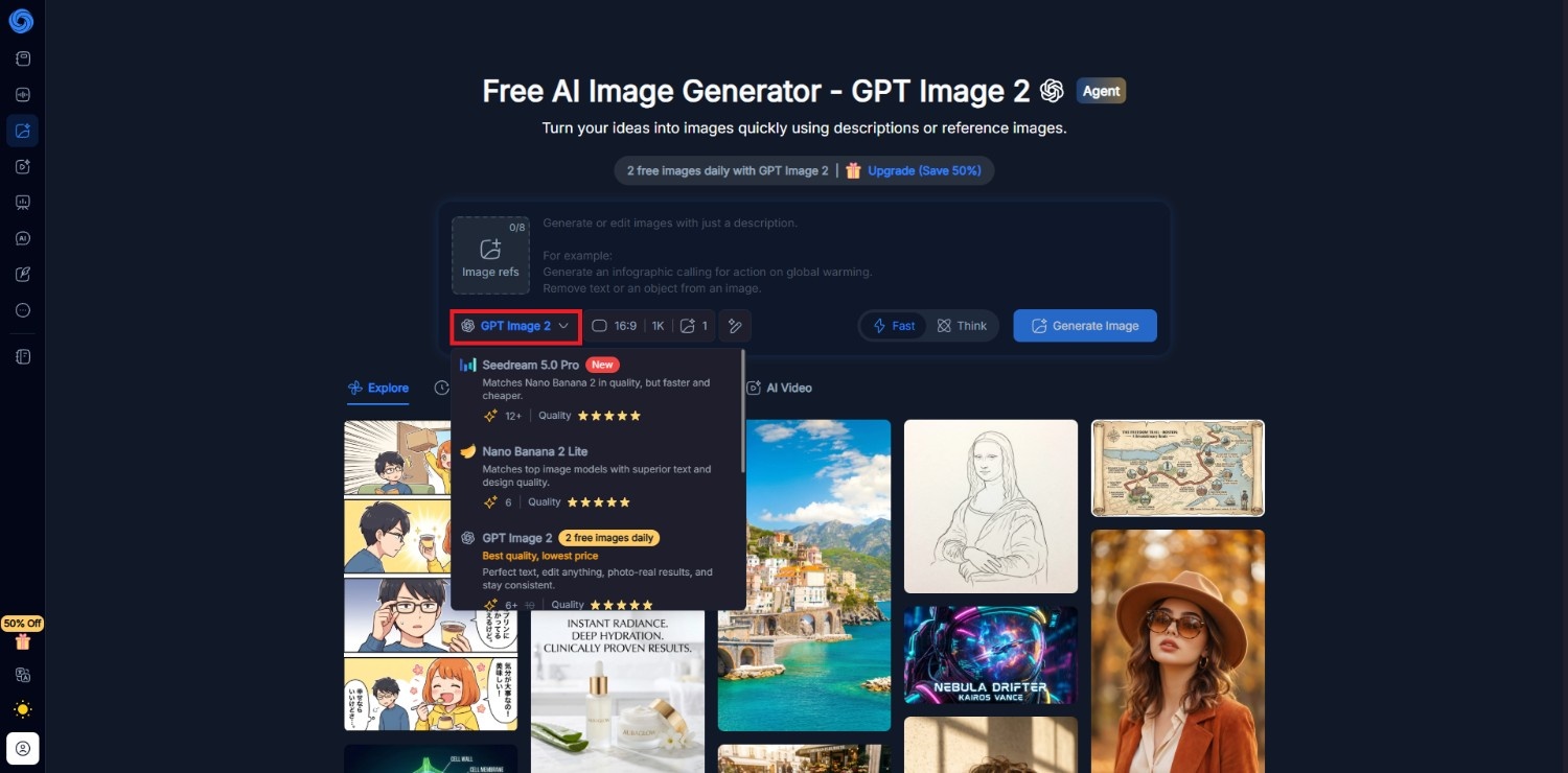 text Select AI model