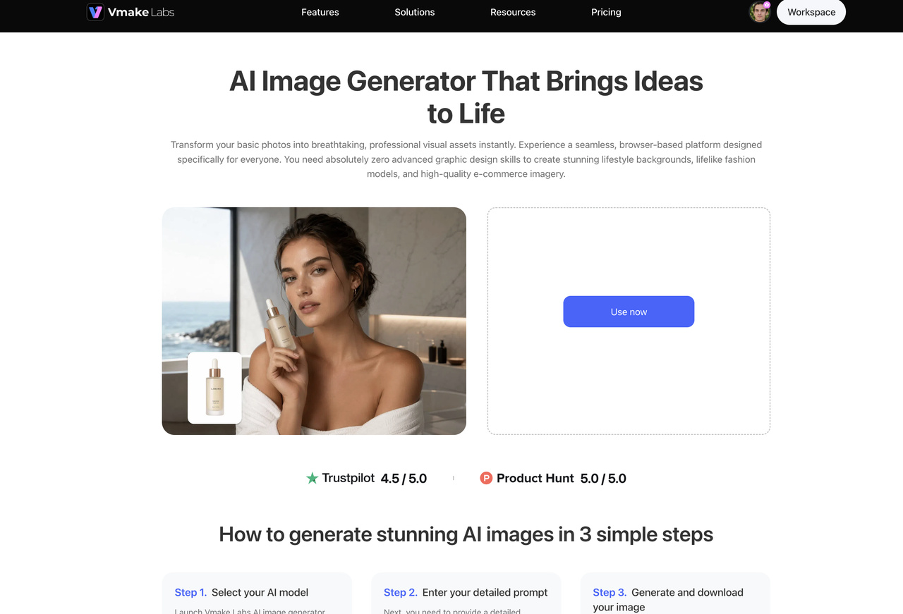 text Vmake Labs AI Image Generator