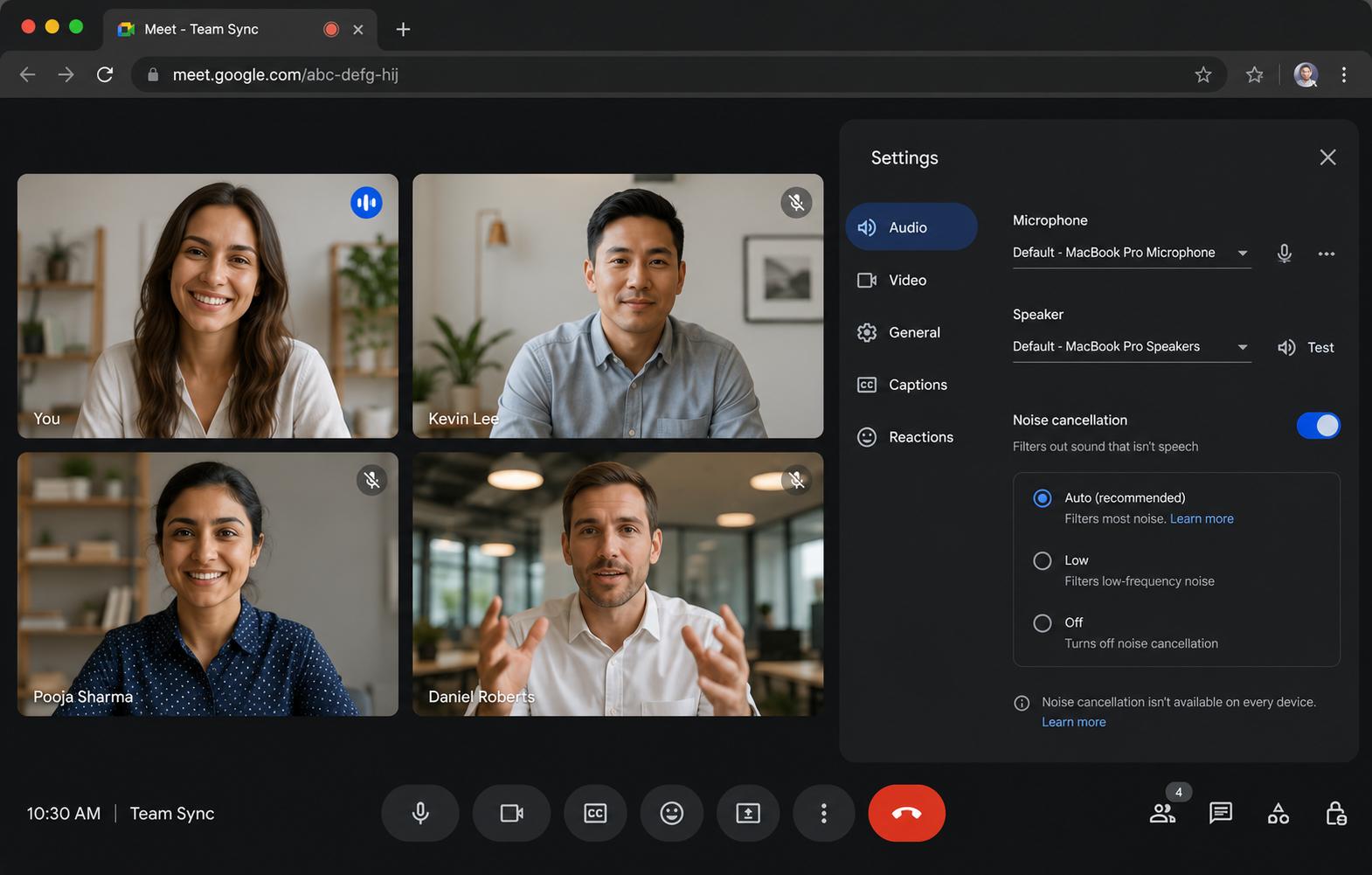 text Google Meet Noise Cancellation