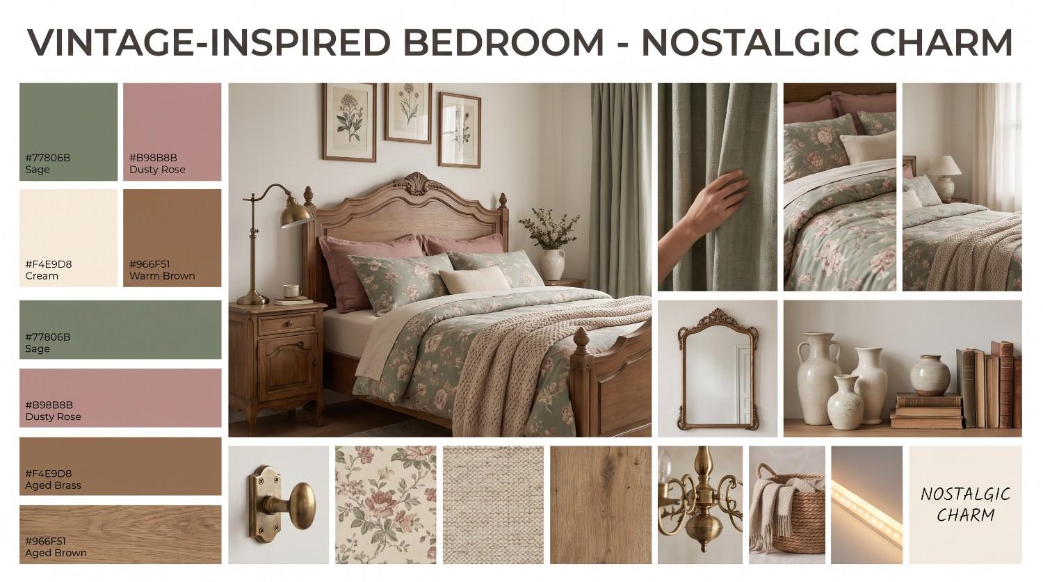 text Vintage-inspired bedroom mood board