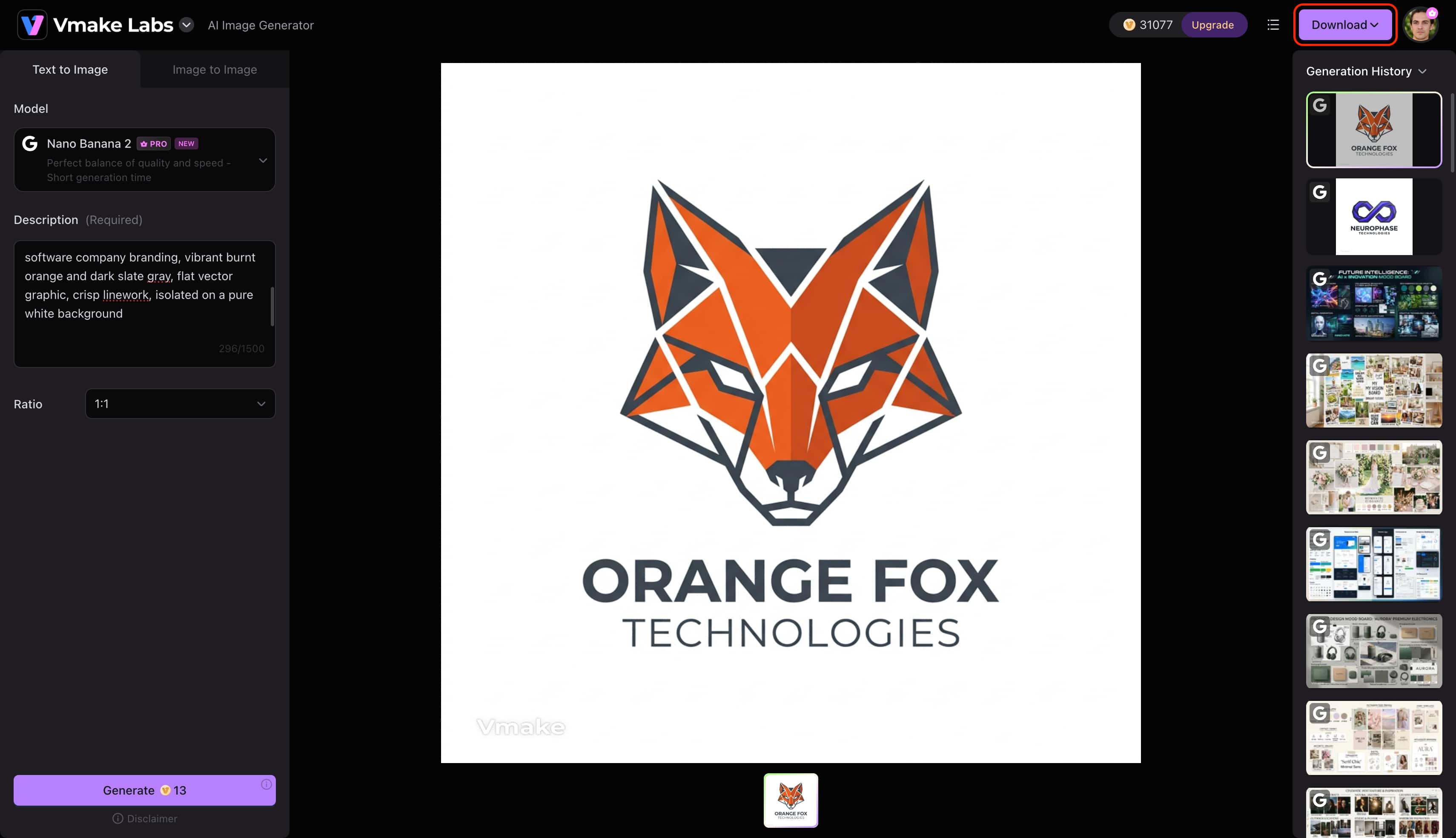 text preview and download the logo