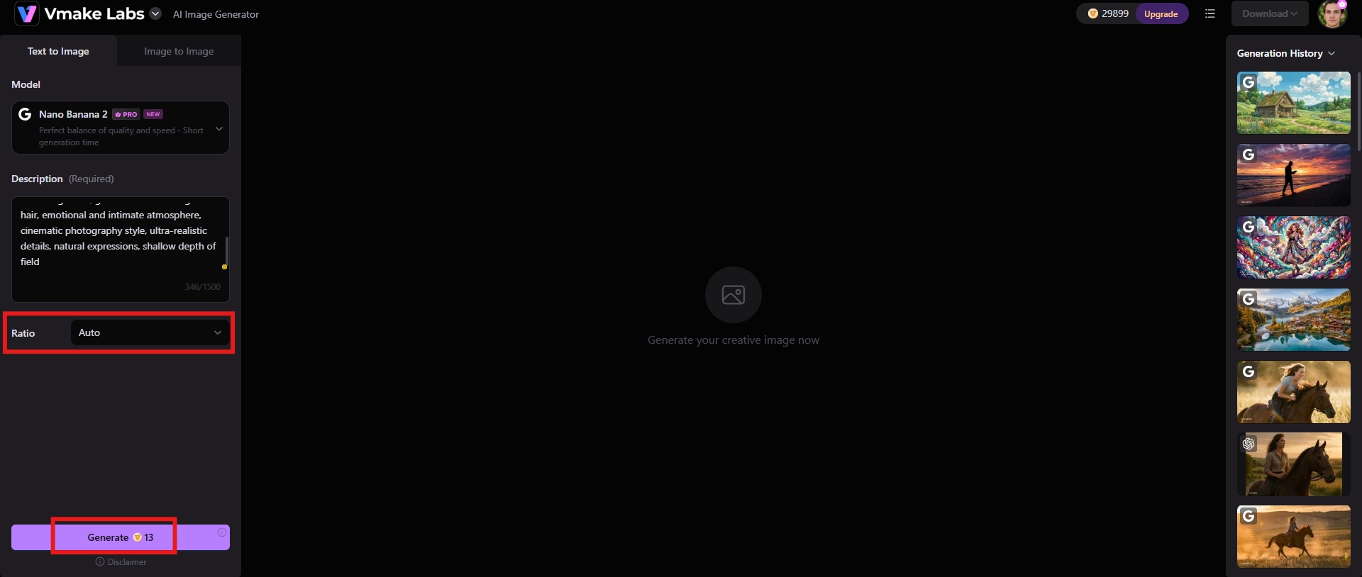 adjust settings and generate
