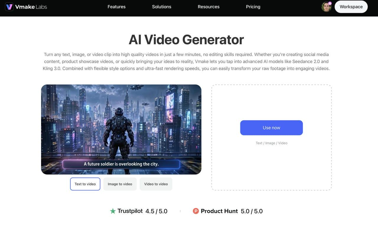 text Vmake Labs AI Video Generator