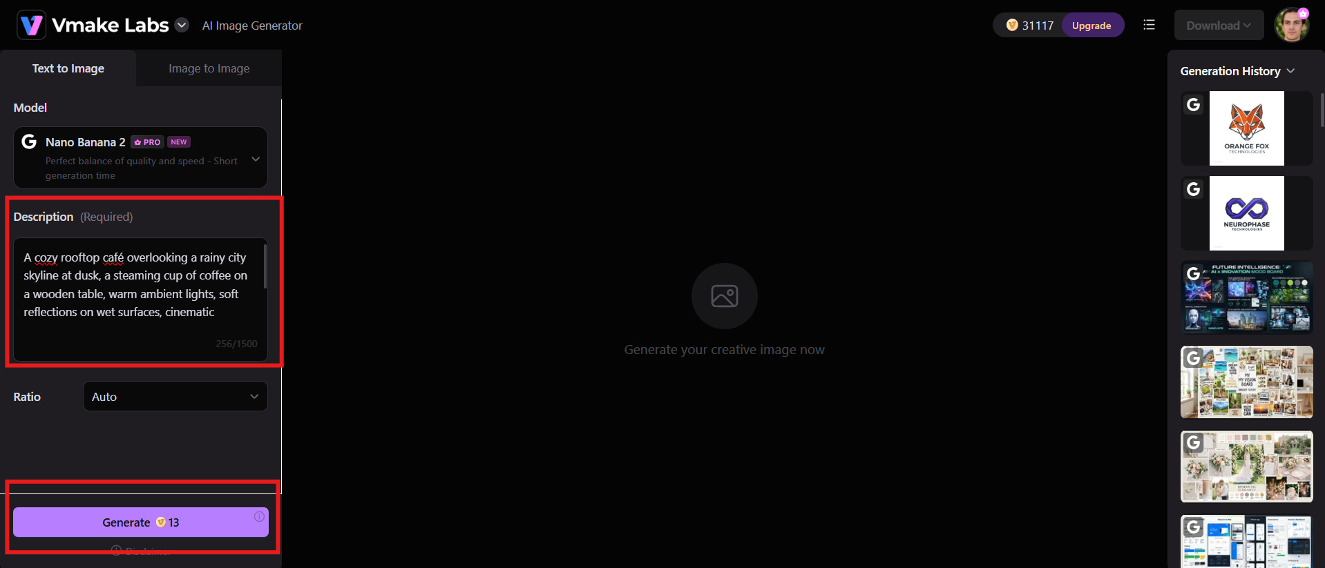 text Enter your prompt and generate the image