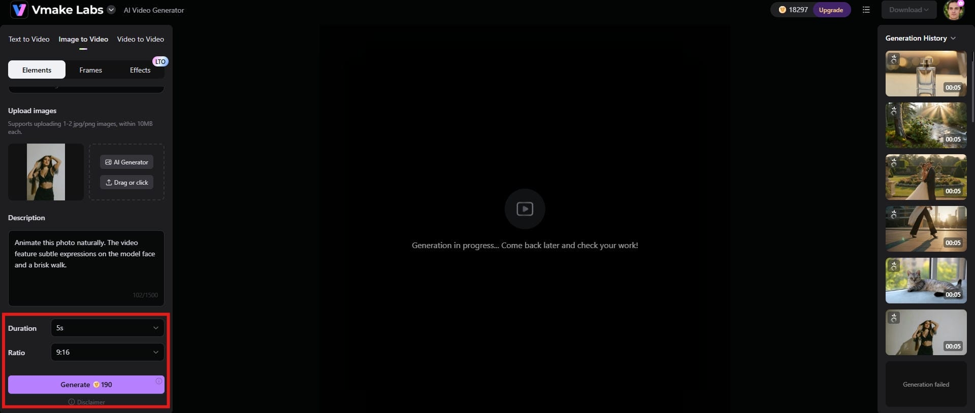  Adjust settings and generate the video