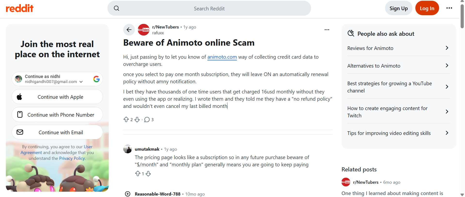 text Reddit Animoto review