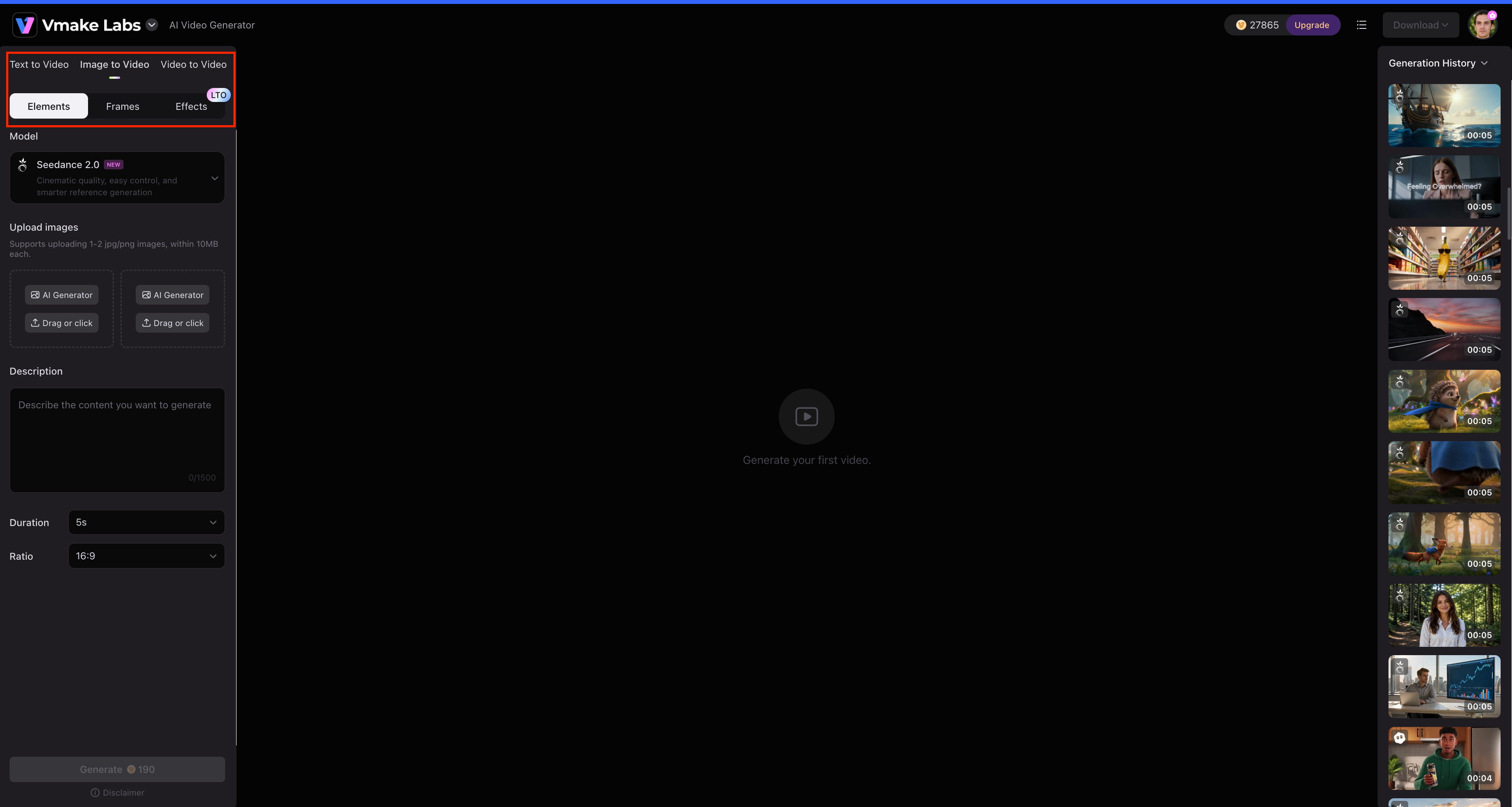 text Choose a video generation method