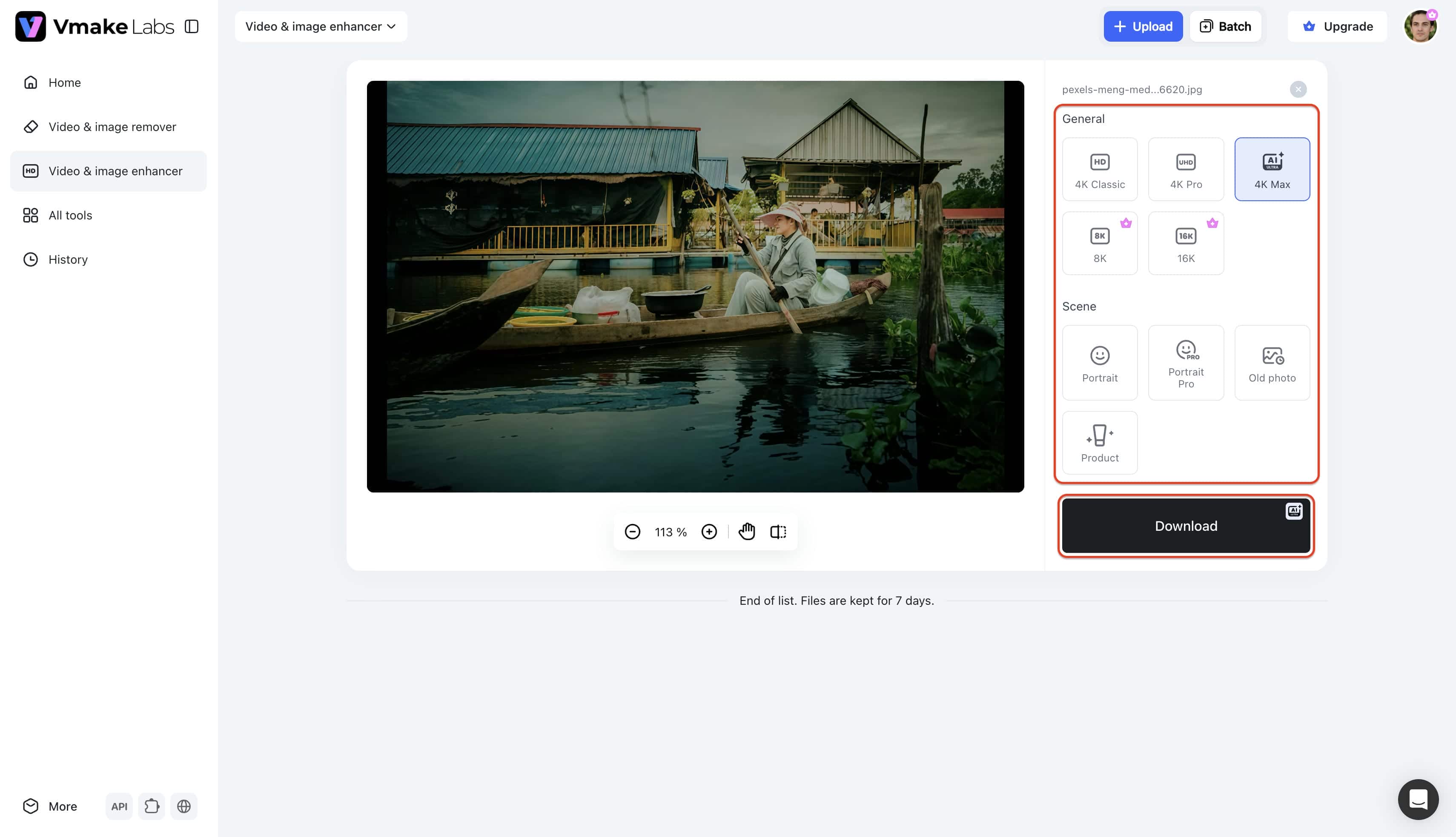 Step 3: Enhance and export the image