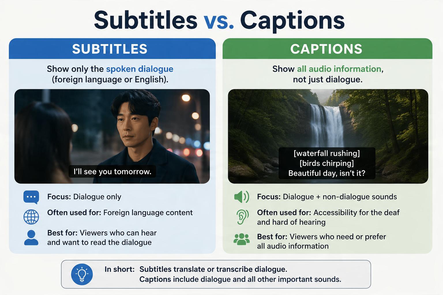 Subtitles vs. Captions