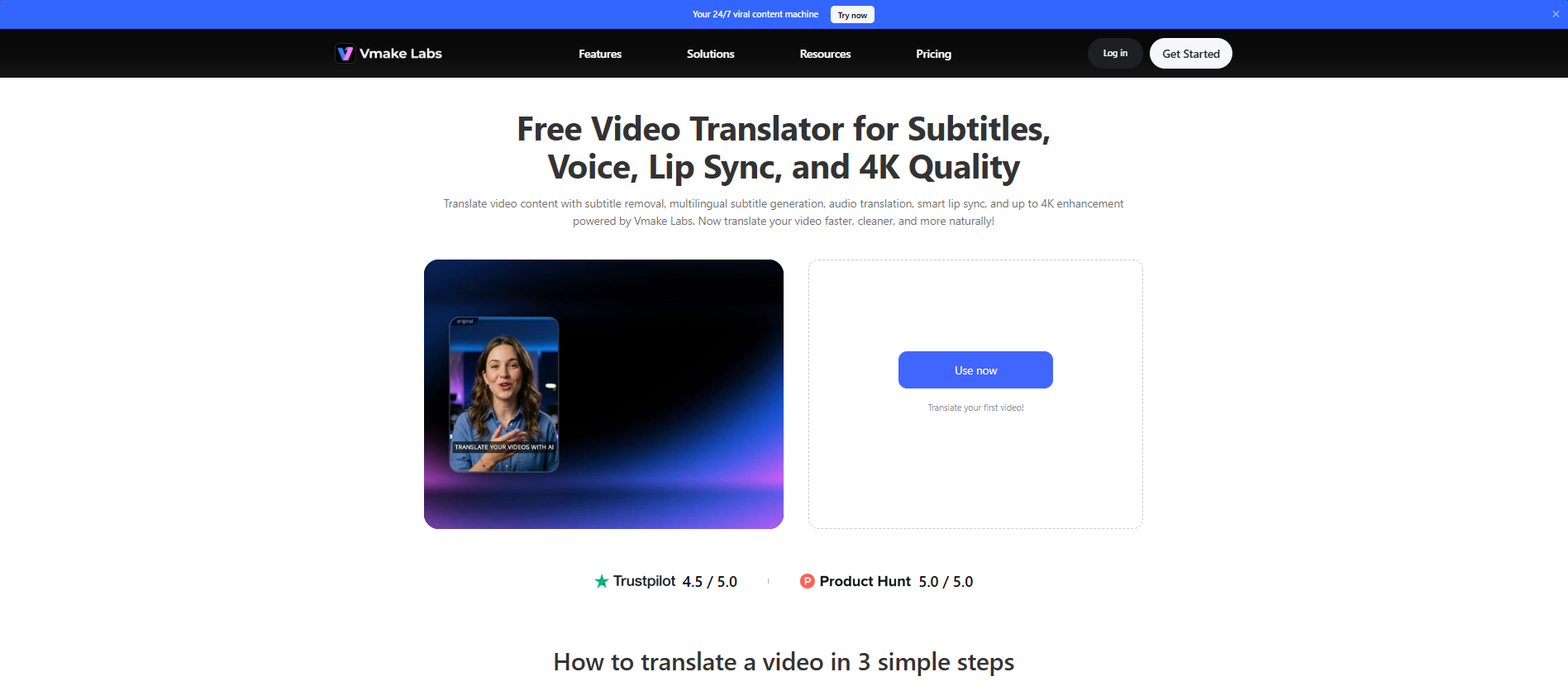 Vmake Labs Video Translator