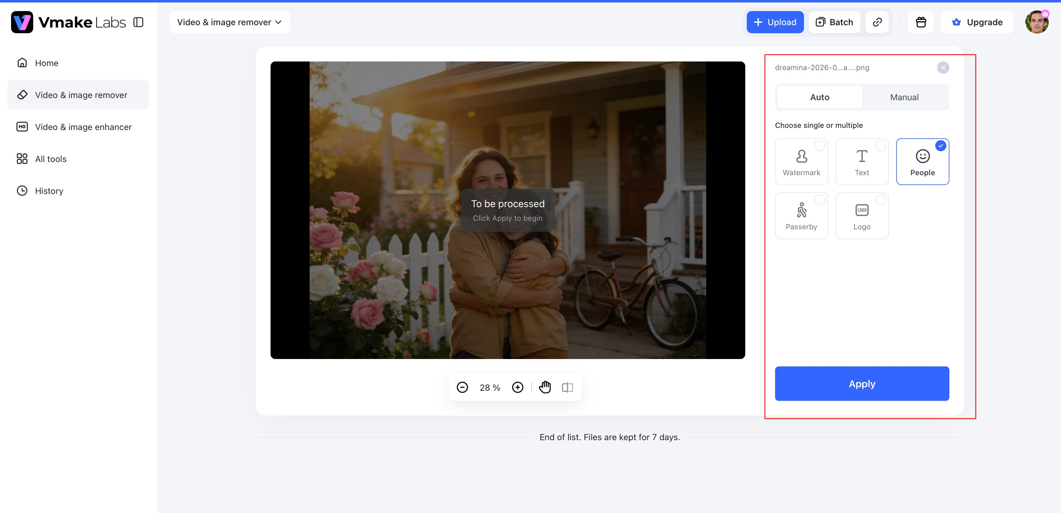 text Select the area to remove