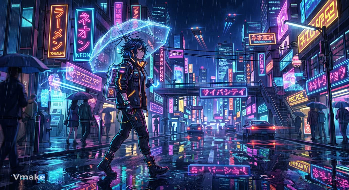 text Cyberpunk anime