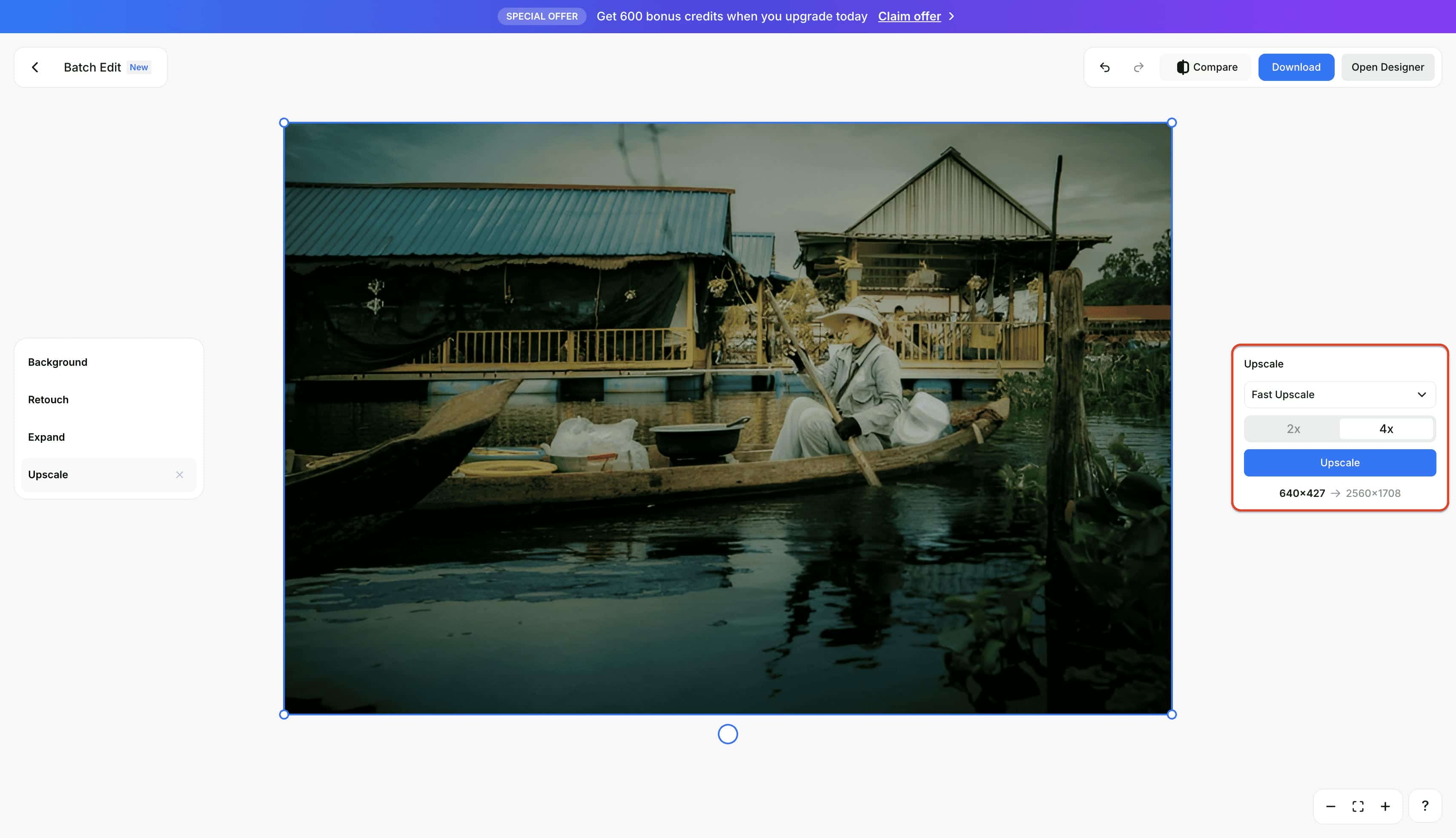 Select Upscale Settings